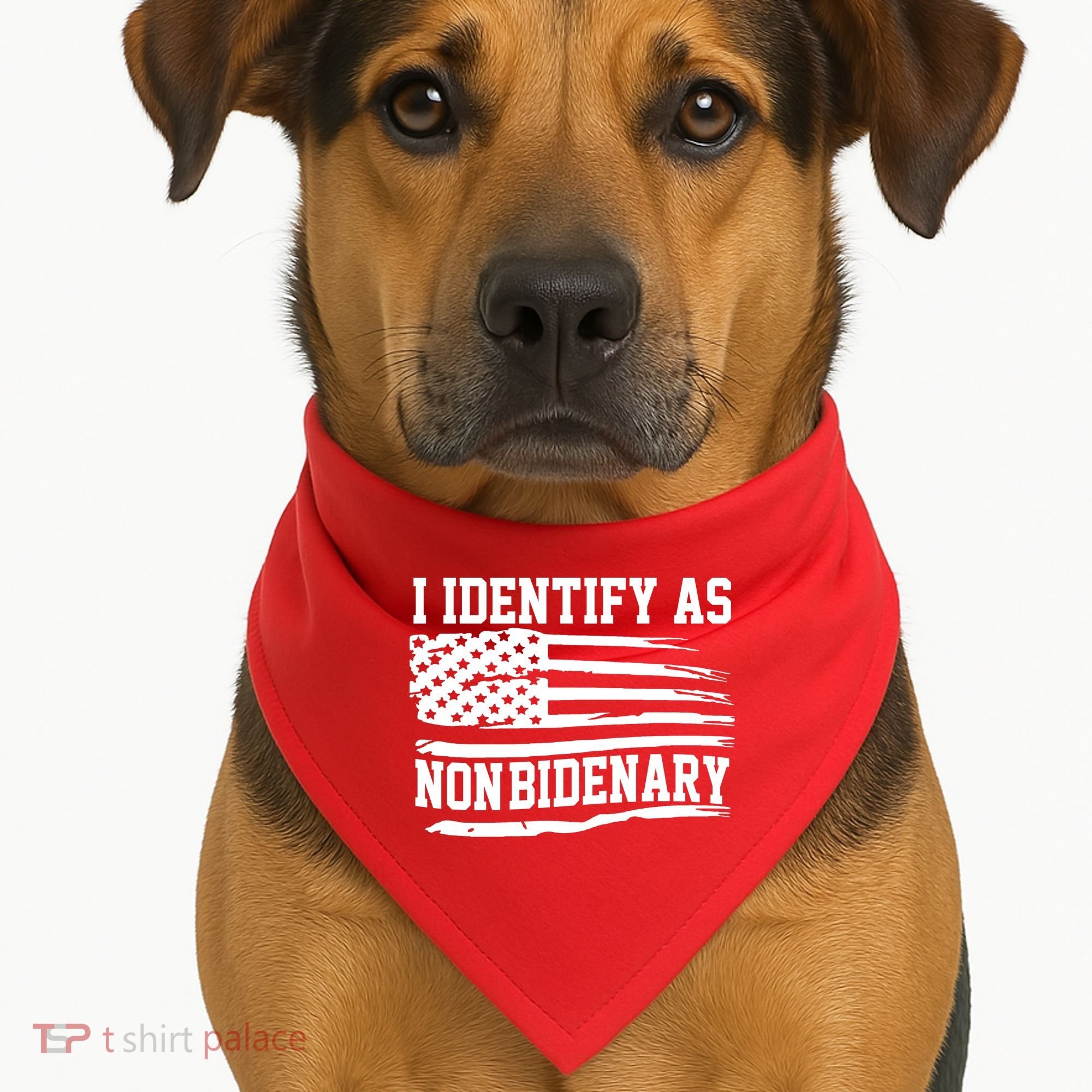 I Identify As Non Bidenary Anti Joe Biden USA-Made Doggie Bandana