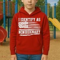 I Identify As Non Bidenary Anti Joe Biden Kids Hoodie thumb 2