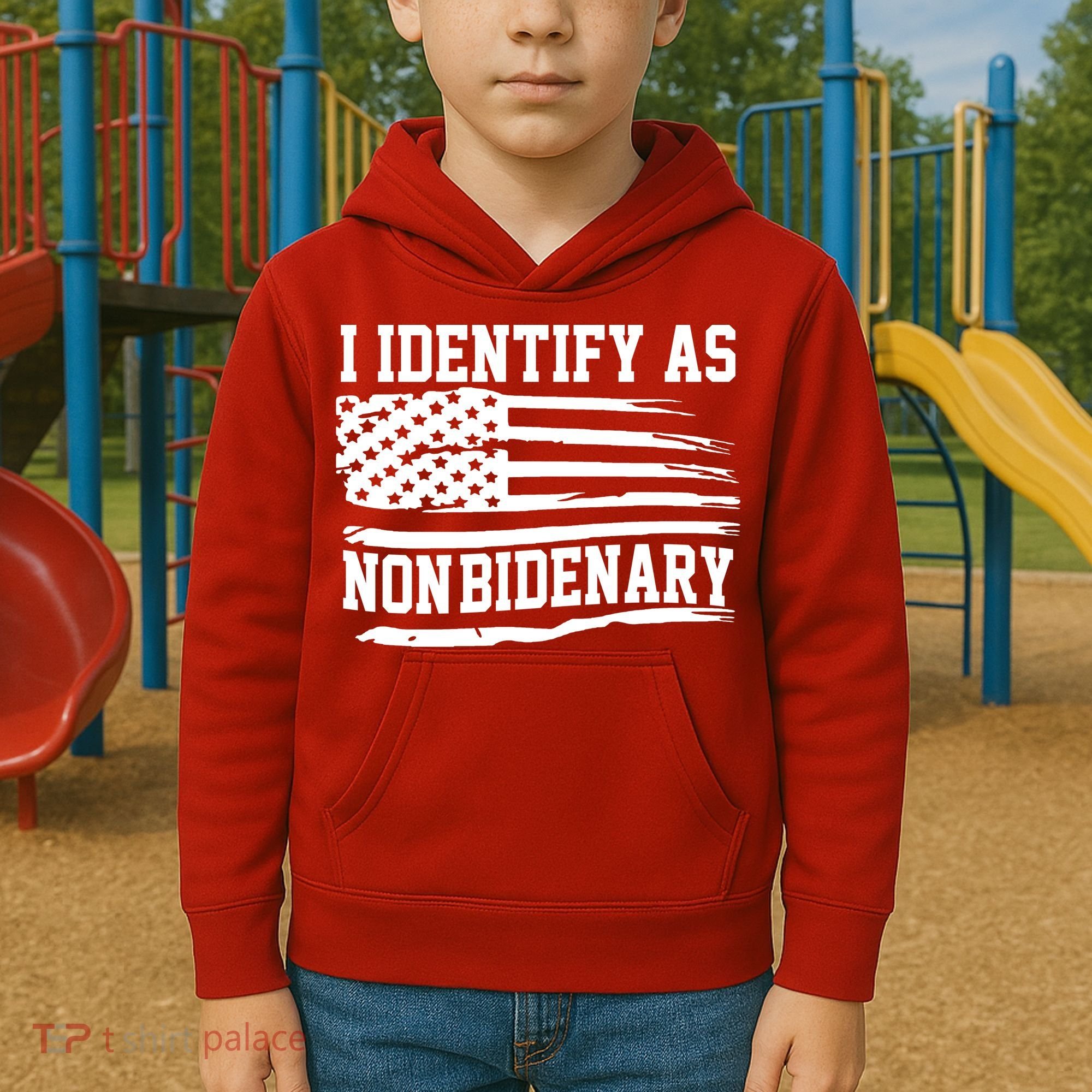 I Identify As Non Bidenary Anti Joe Biden Kids Hoodie