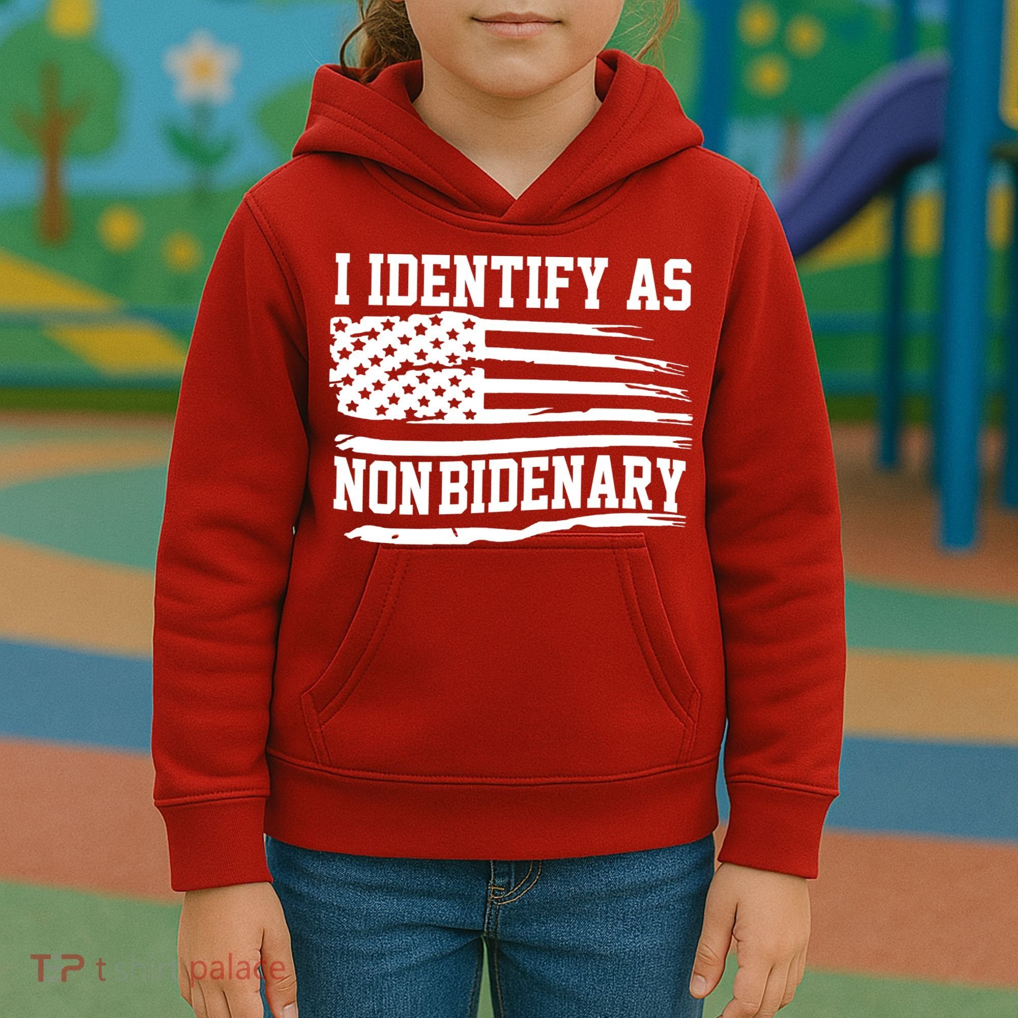 I Identify As Non Bidenary Anti Joe Biden Kids Hoodie