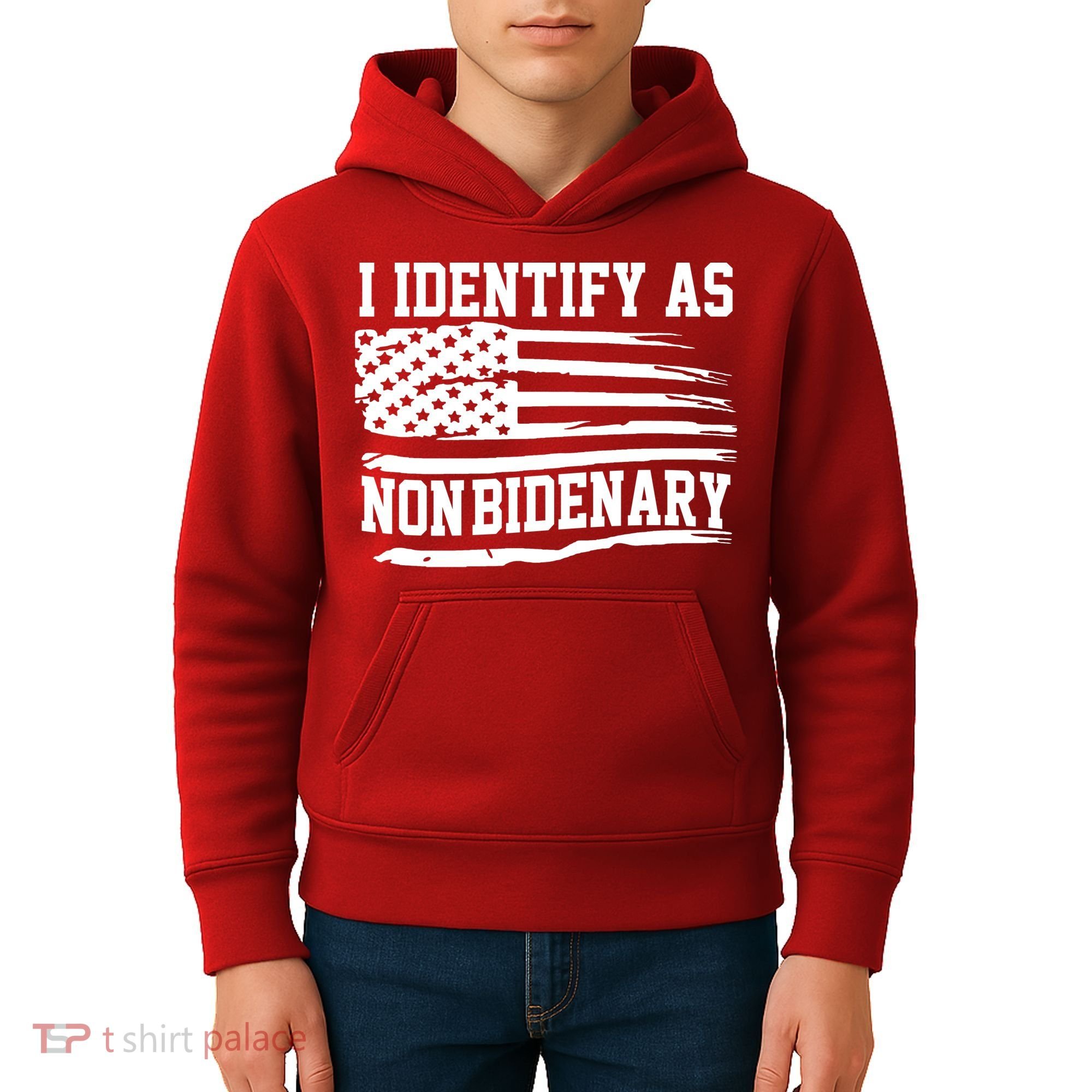 I Identify As Non Bidenary Anti Joe Biden Kids Hoodie