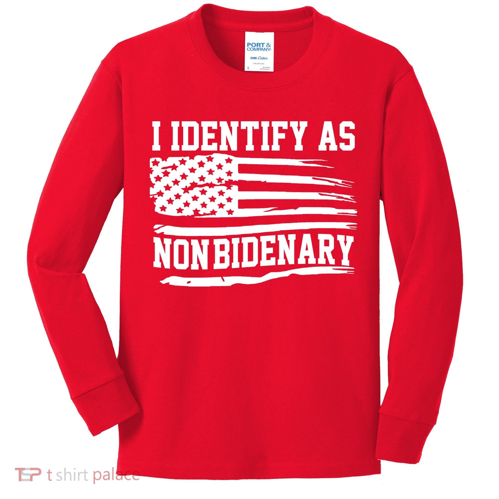 I Identify As Non Bidenary Anti Joe Biden Kids Long Sleeve Shirt