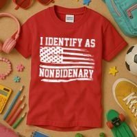 I Identify As Non Bidenary Anti Joe Biden Kids T-Shirt thumb 3