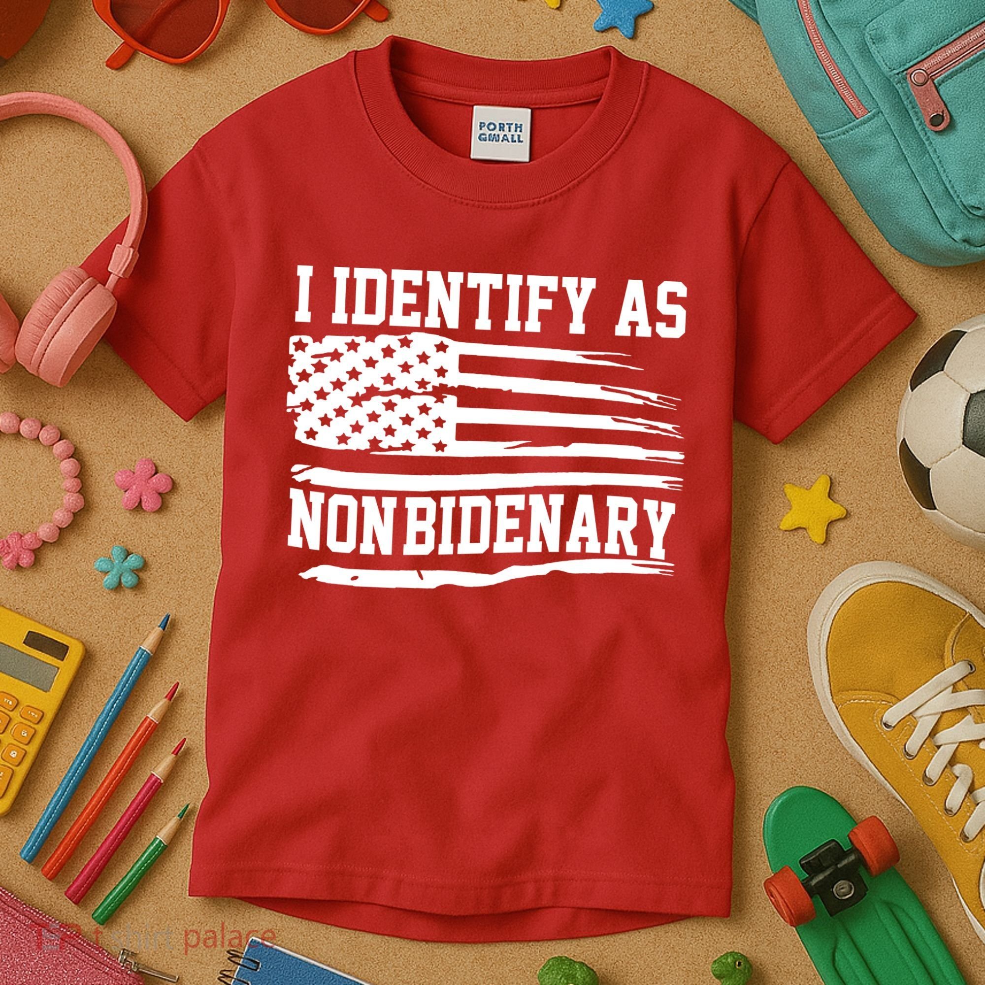 I Identify As Non Bidenary Anti Joe Biden Kids T-Shirt