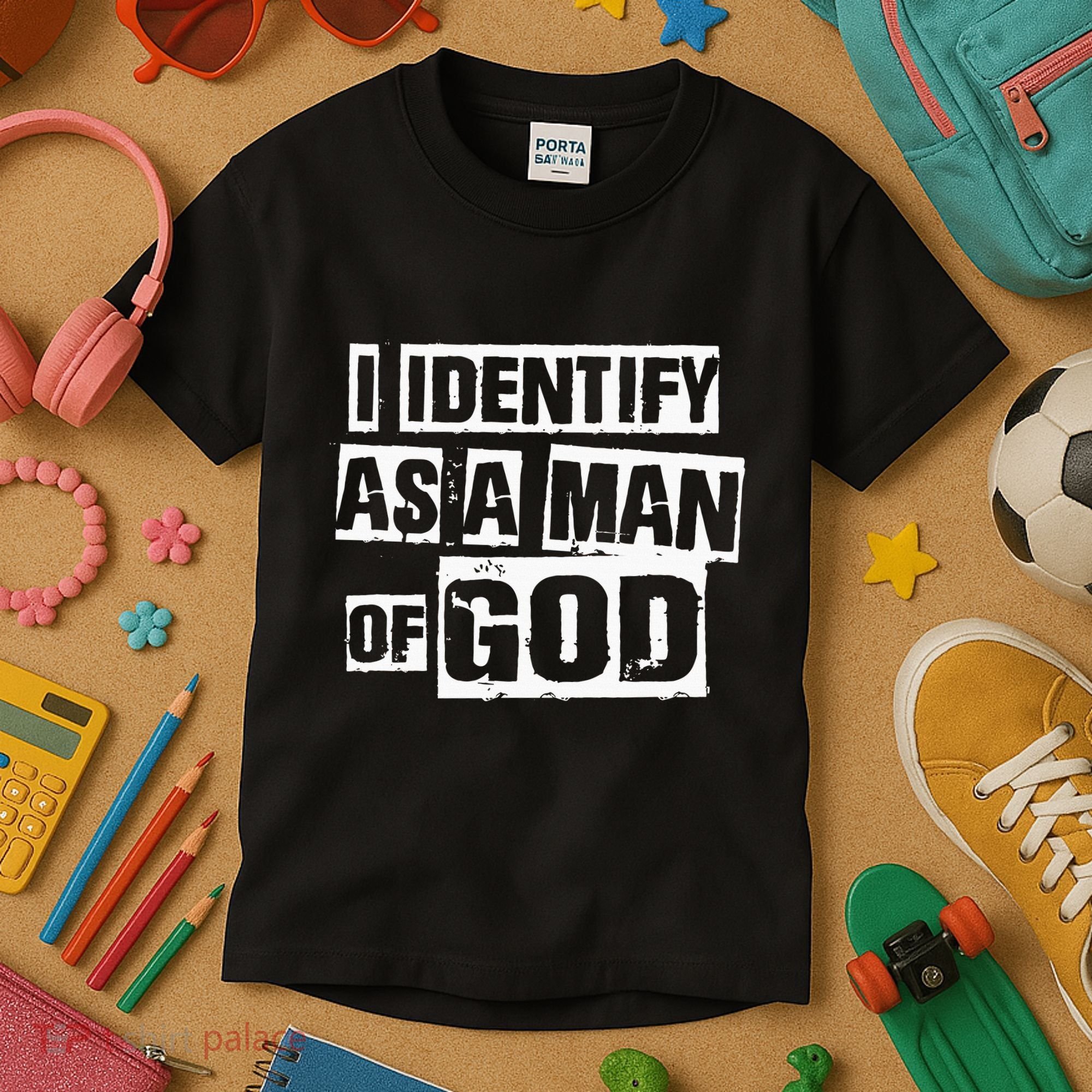 I Identify As A Man Of God Kids T-Shirt