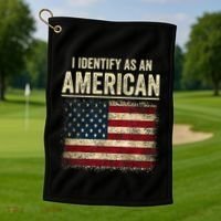 I Identify As An American Flag Golf Towel thumb 1