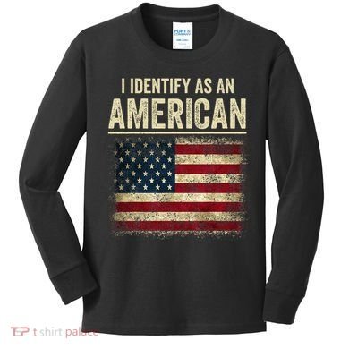 I Identify As An American Flag Kids Long Sleeve Shirt
