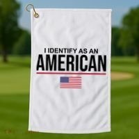 I Identify As An American USA Flag Golf Towel thumb 1