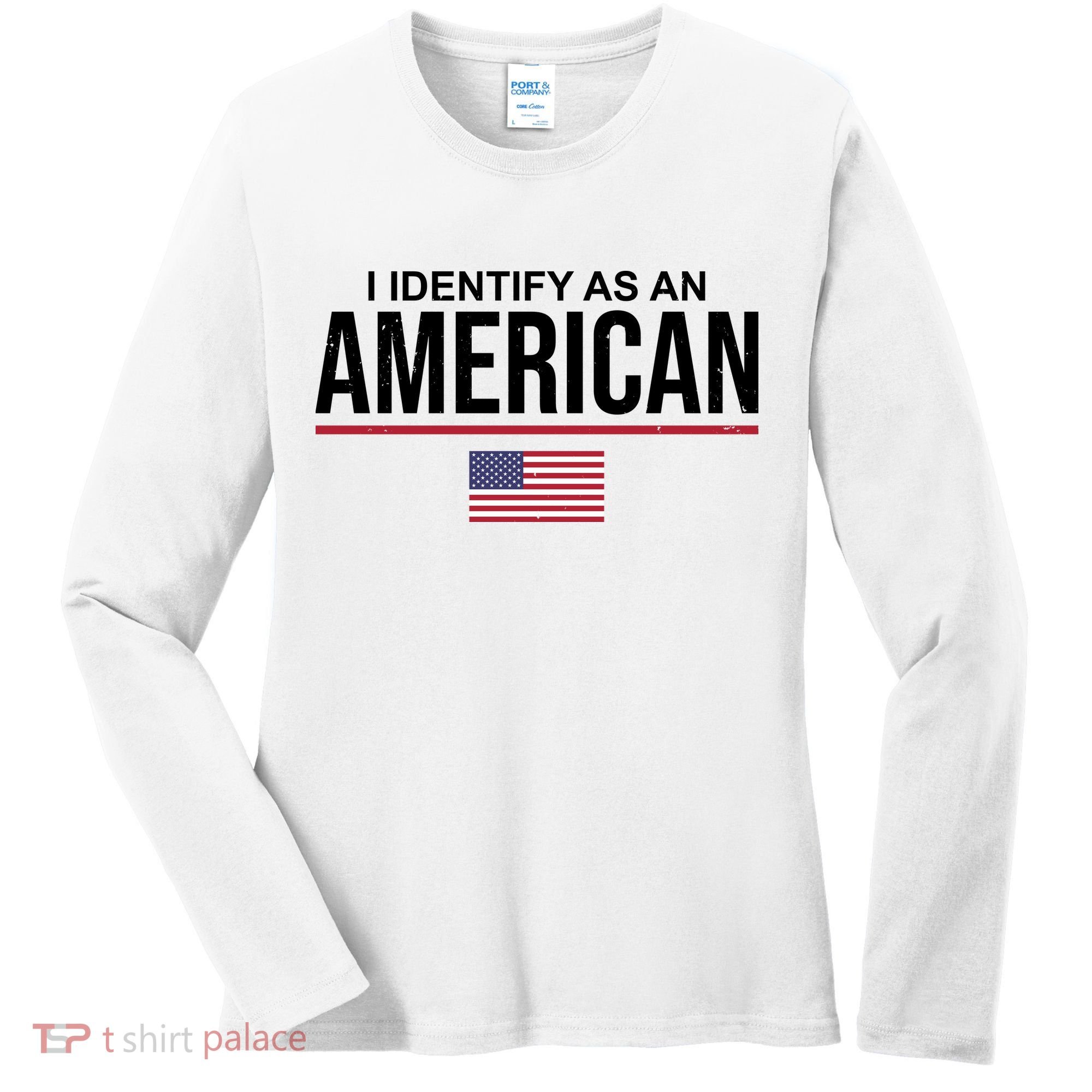 I Identify As An American USA Flag Women's Long Sleeve Shirt
