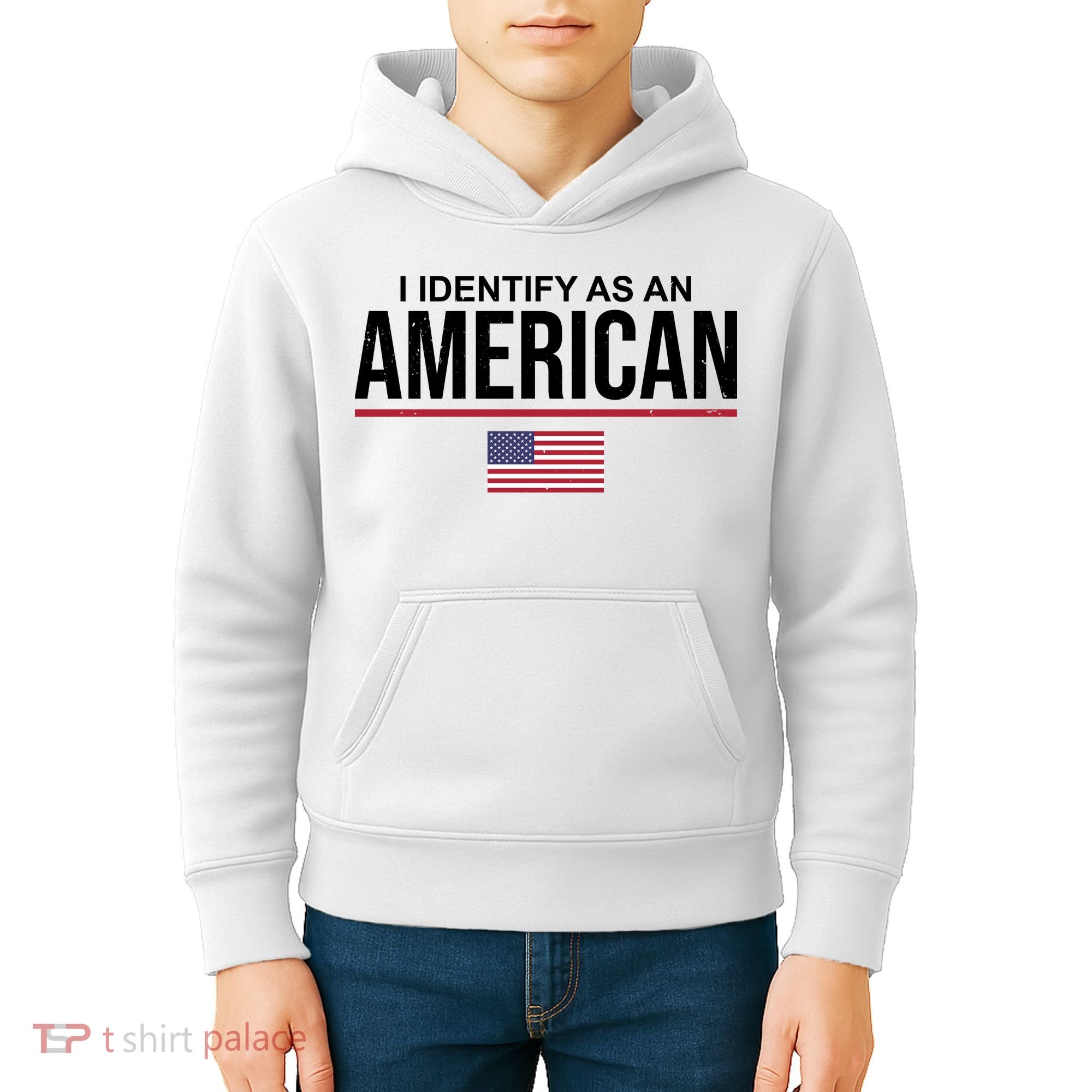 I Identify As An American USA Flag Kids Hoodie