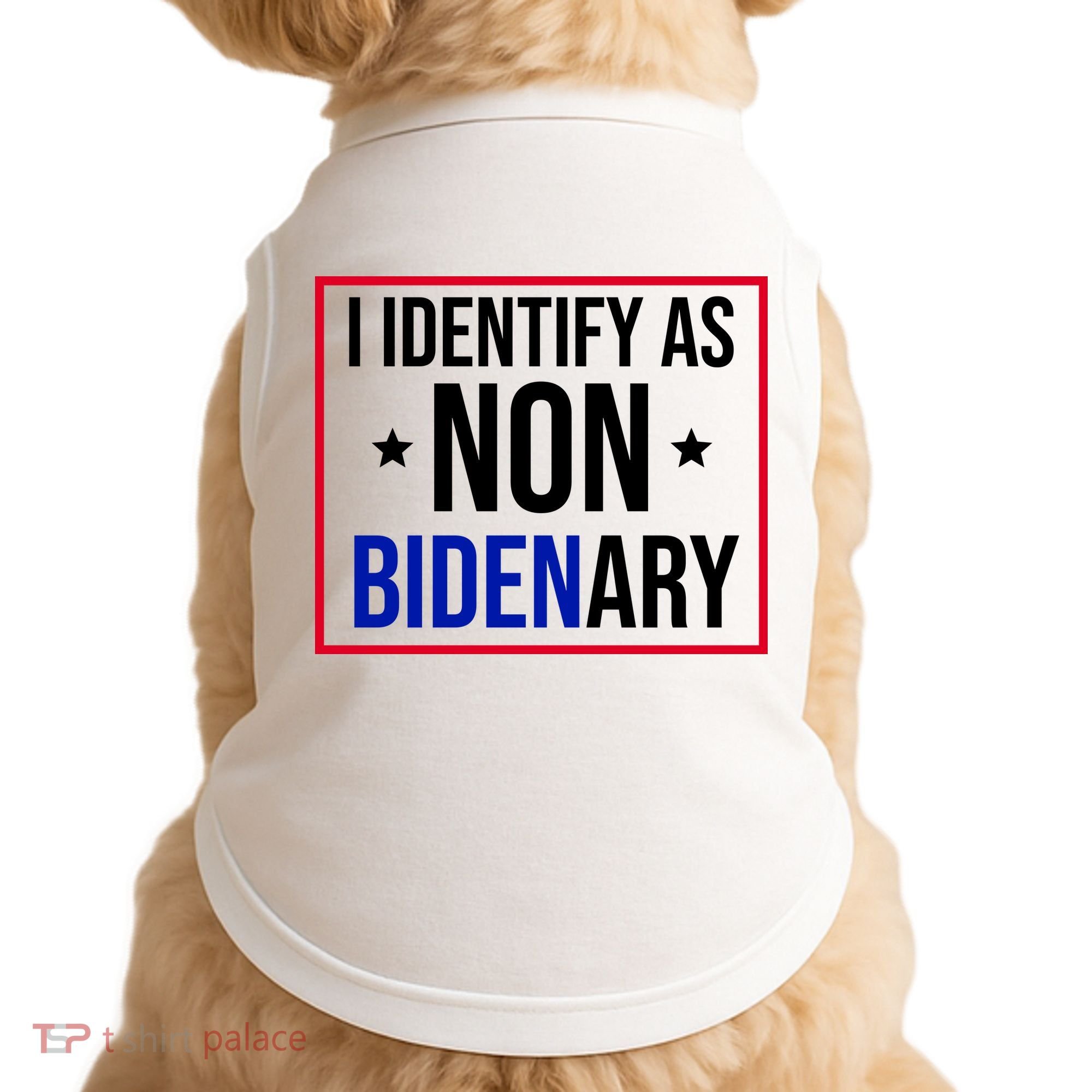 I Identify As Non Bidenary Anti Biden Funny Doggie Tank