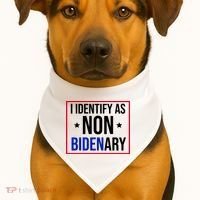 I Identify As Non Bidenary Anti Biden Funny USA-Made Doggie Bandana thumb 1