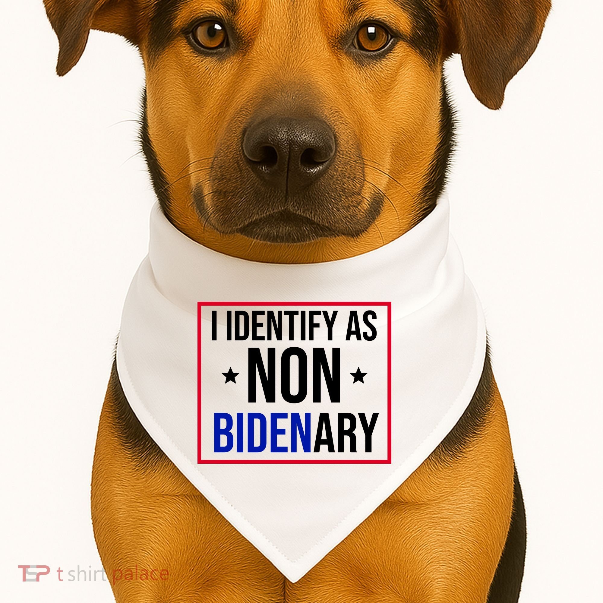 I Identify As Non Bidenary Anti Biden Funny USA-Made Doggie Bandana