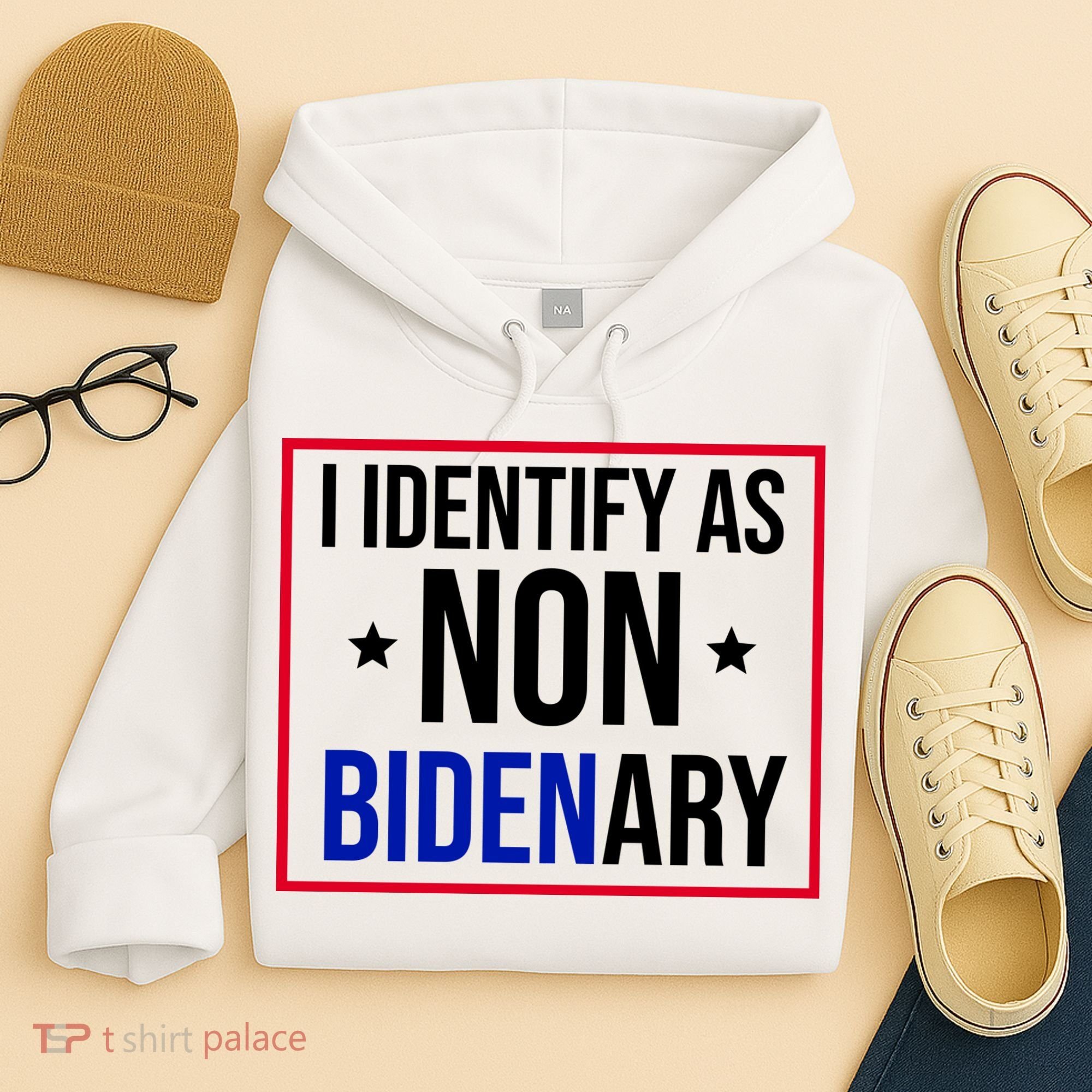I Identify As Non Bidenary Anti Biden Funny Hoodie