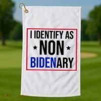 I Identify As Non Bidenary Anti Biden Funny Golf Towel thumb 1