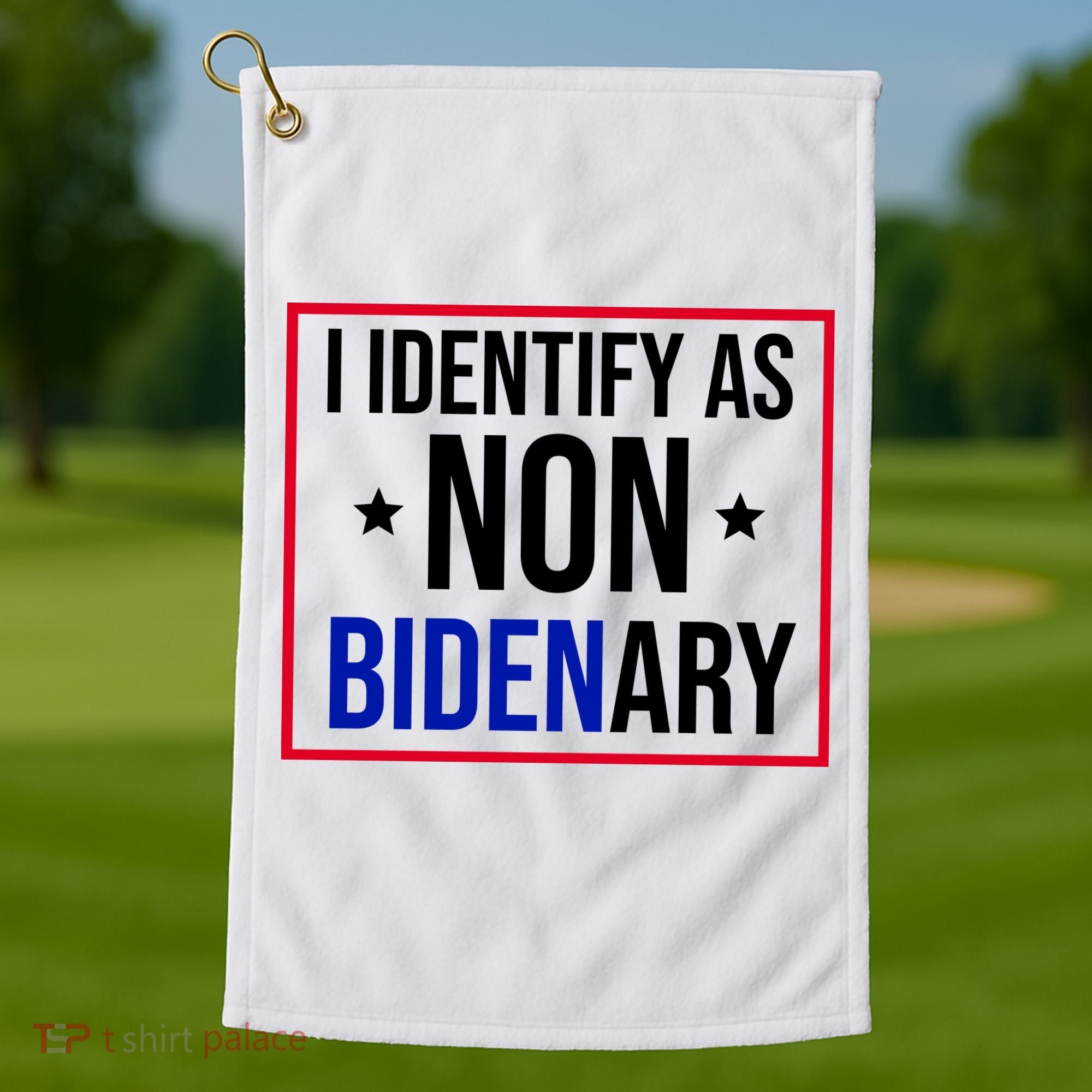 I Identify As Non Bidenary Anti Biden Funny Golf Towel