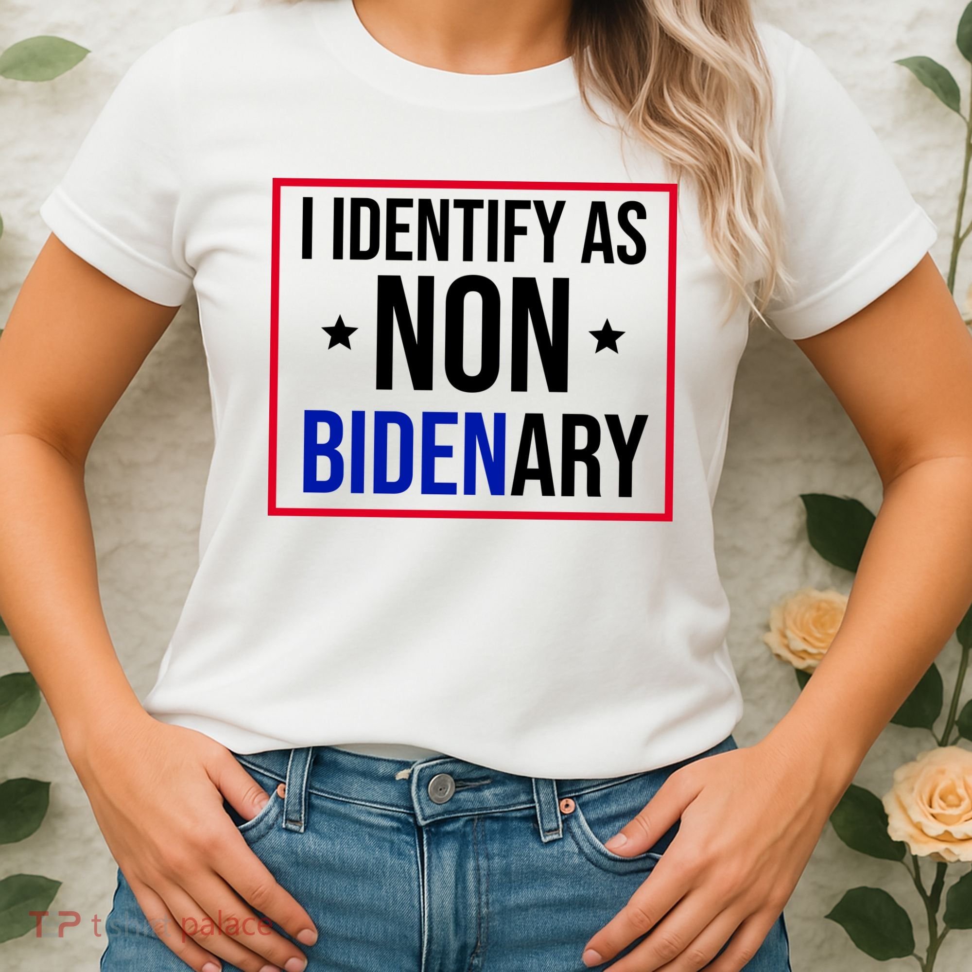 I Identify As Non Bidenary Anti Biden Funny Women's T-Shirt