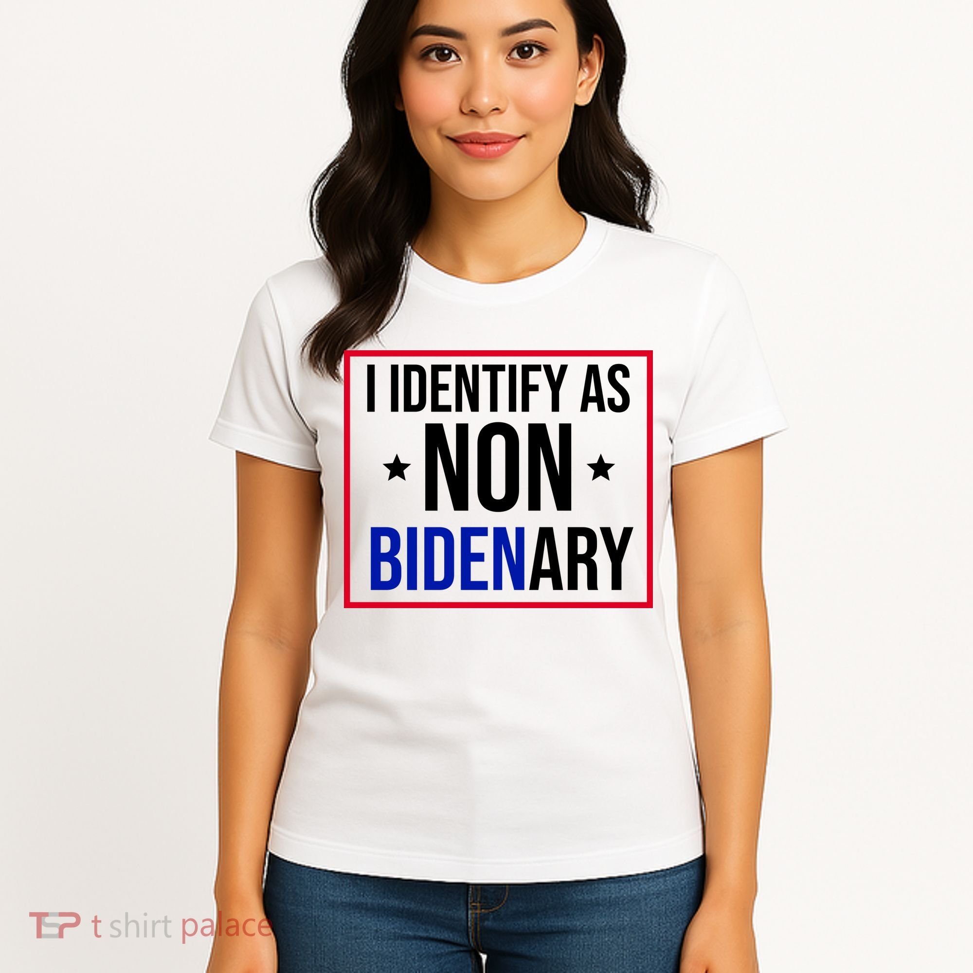 I Identify As Non Bidenary Anti Biden Funny Women's T-Shirt