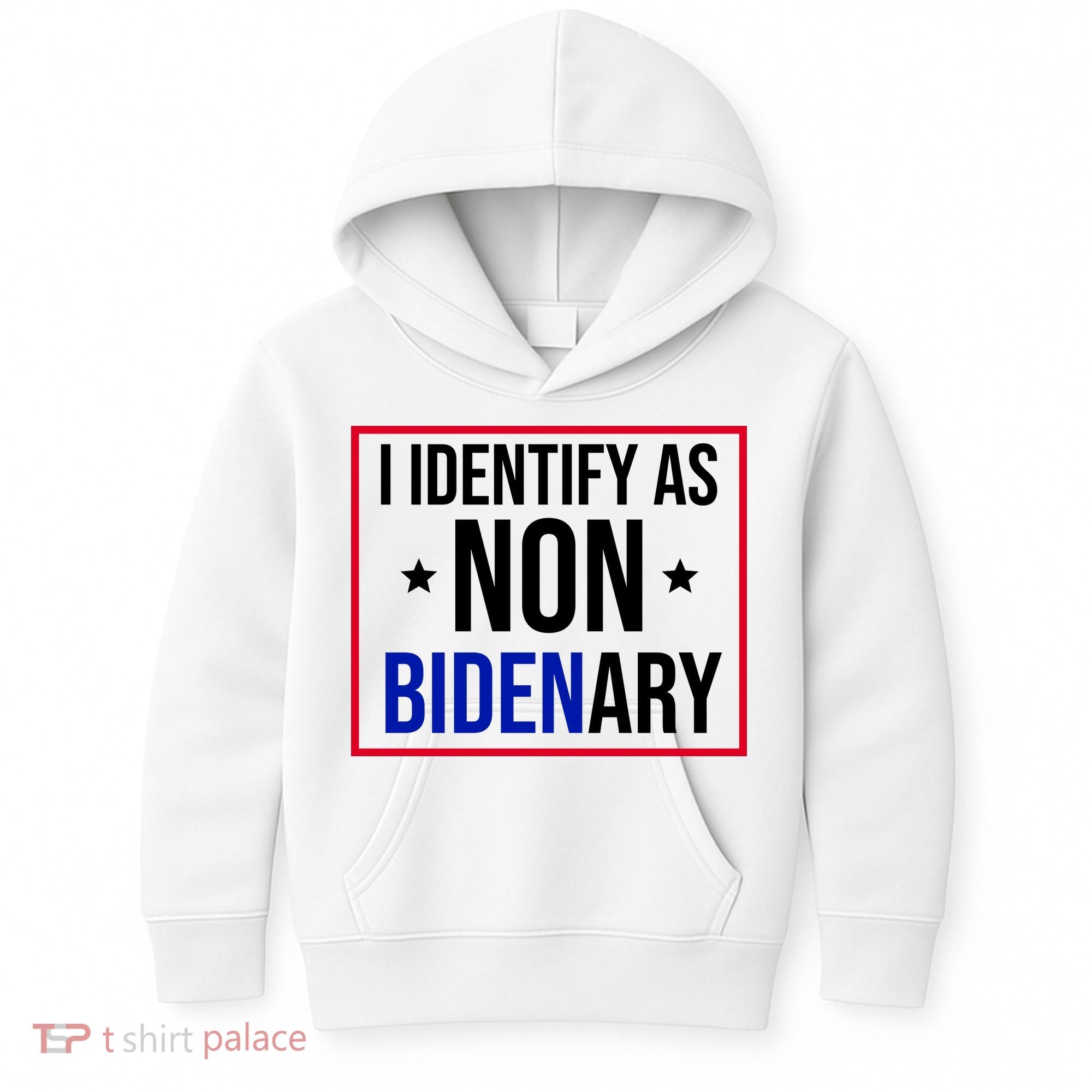 I Identify As Non Bidenary Anti Biden Funny Kids Hoodie