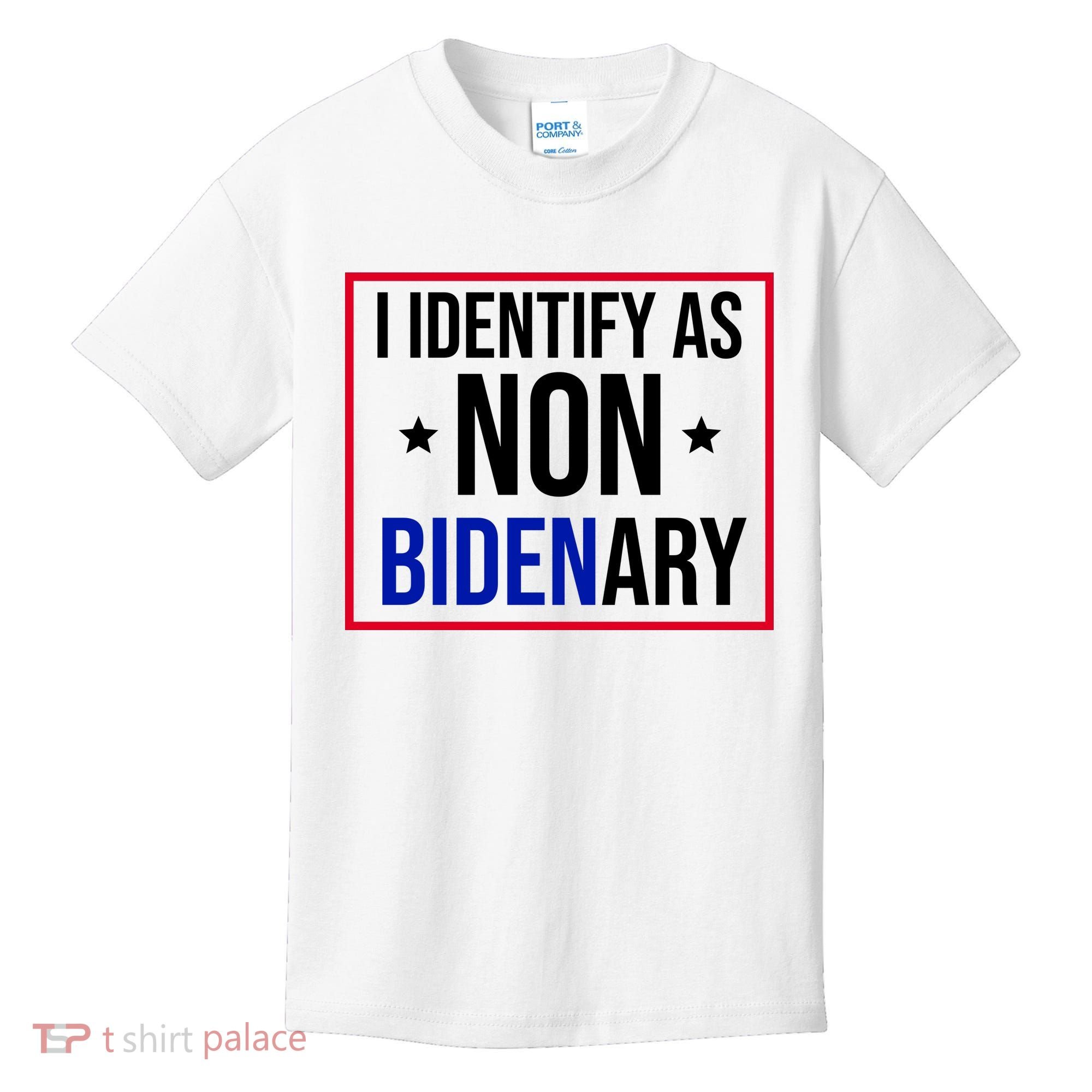 I Identify As Non Bidenary Anti Biden Funny Kids T-Shirt