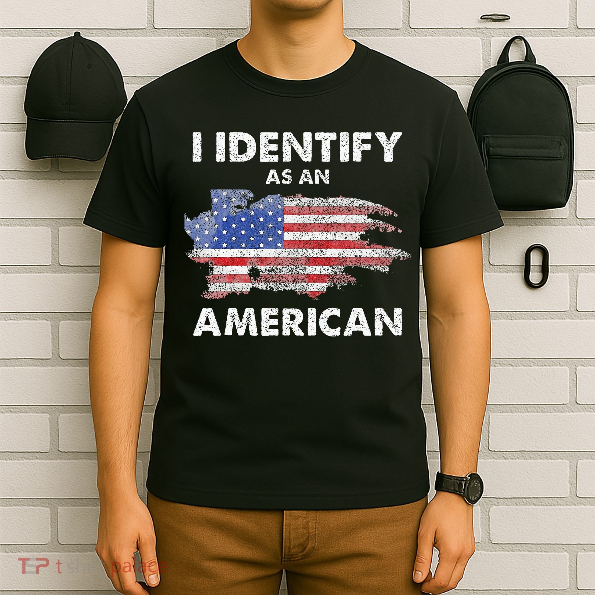 I Identify As An American Politics US Flag Proud American T-Shirt