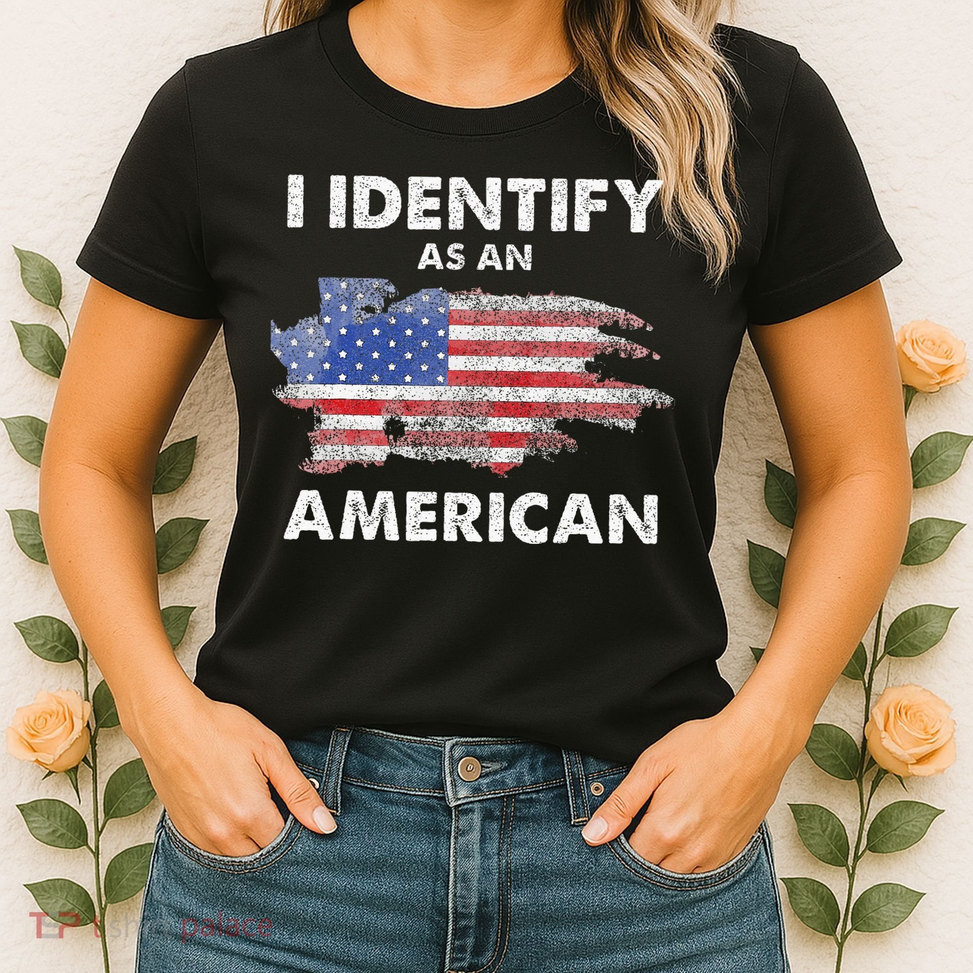 I Identify As An American Politics US Flag Proud American Women's T-Shirt