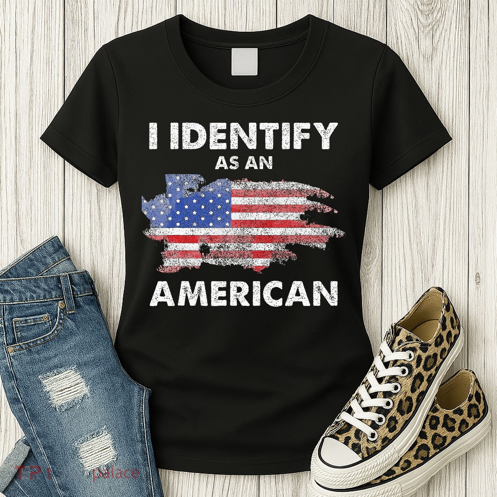 I Identify As An American Politics US Flag Proud American Women's T-Shirt