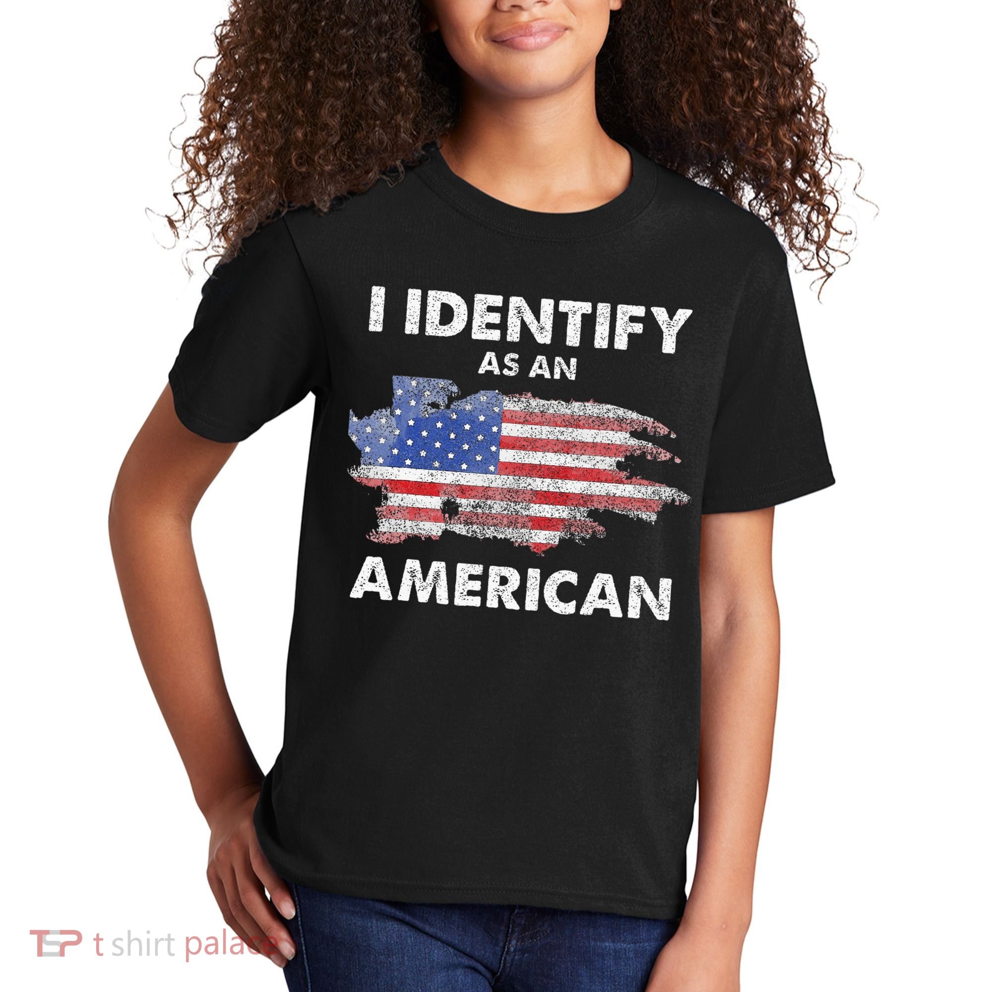 I Identify As An American Politics US Flag Proud American Kids T-Shirt