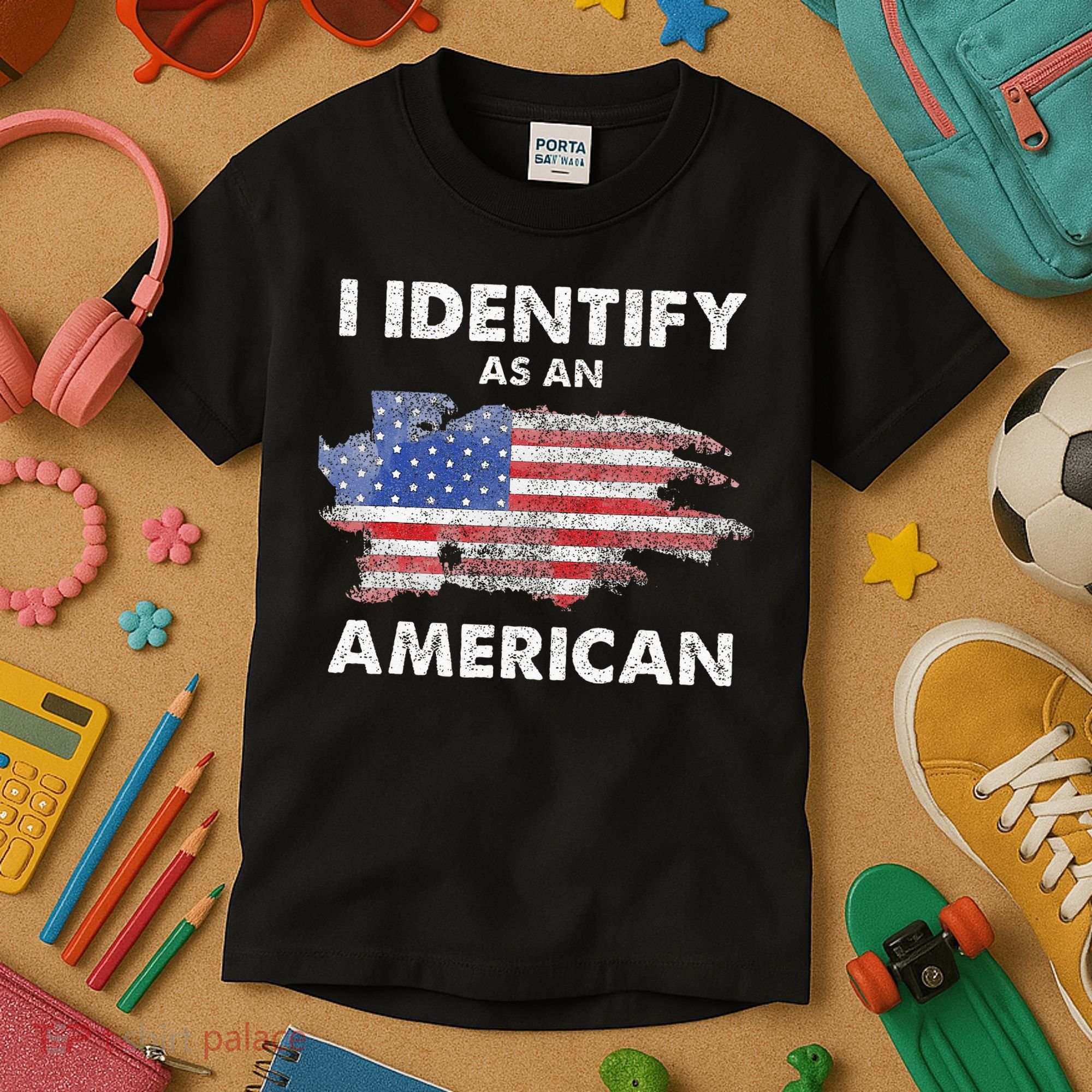 I Identify As An American Politics US Flag Proud American Kids T-Shirt