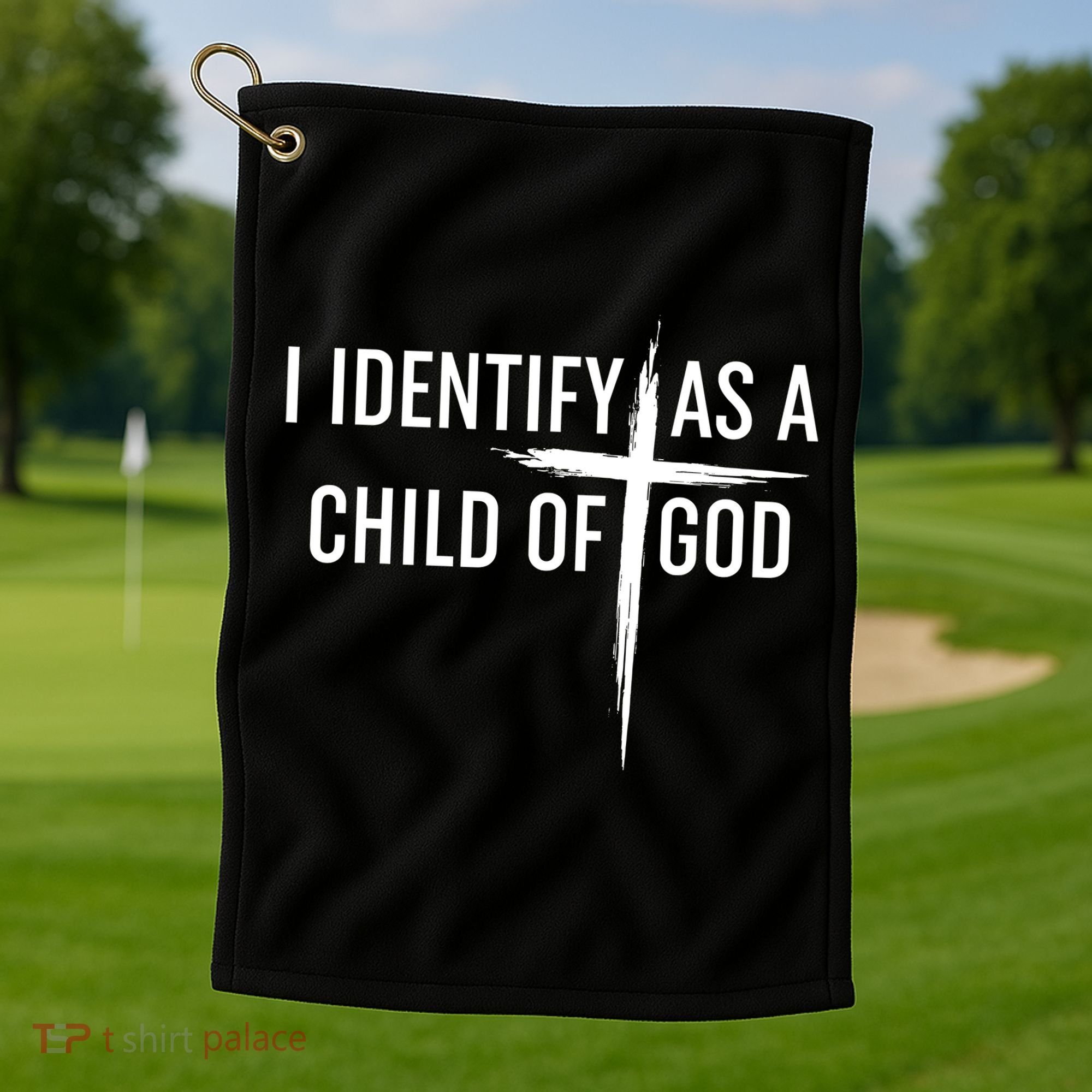 I Identify As A Child Of God Christian Funny Golf Towel
