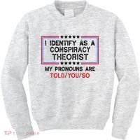 I Identify As A Conspiracy Theorist Pronouns Are Told You So Kids Sweatshirt thumb 0
