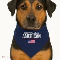 I Identify As An American USA FLAG USA-Made Doggie Bandana thumb 1