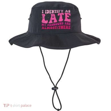 I Identify As Late My Pronouns Are Almost There Bucket Hat