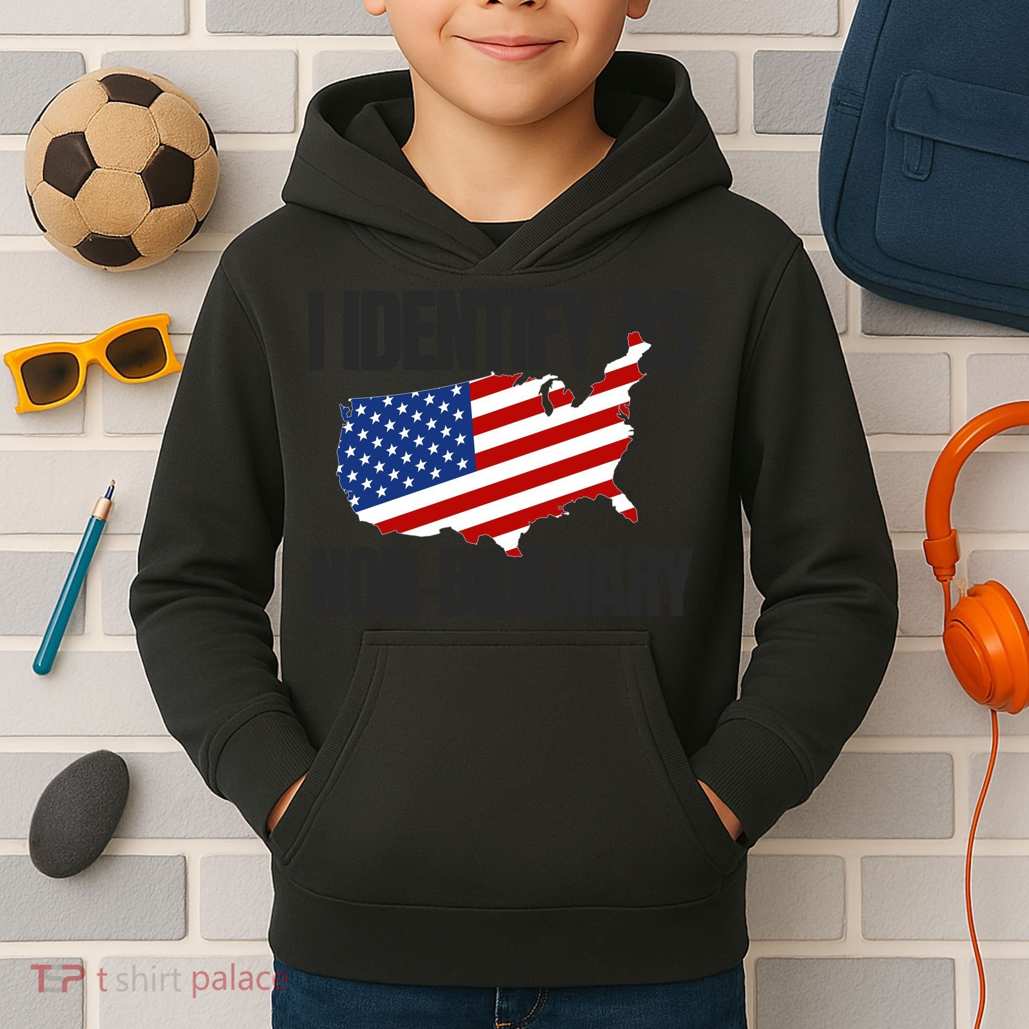 I Identify As Non Bidenary Kids Hoodie