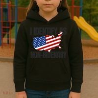 I Identify As Non Bidenary Kids Hoodie thumb 3