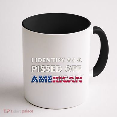 I Identify As A Pissed Of American Coffee Mug back