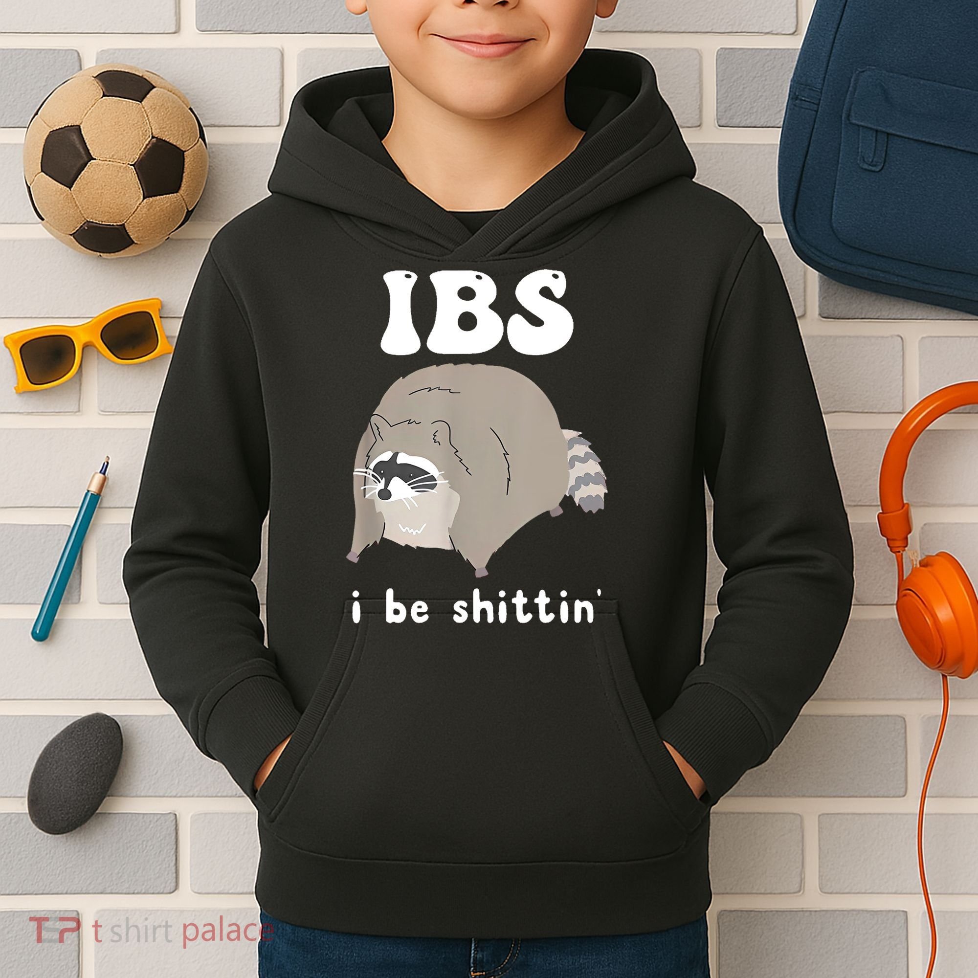 Ibs I Be Shittin Raccoon Funny Kids Hoodie