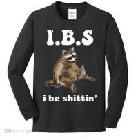 Ibs I Be Shittin Cute Raccoon Funny Kids Long Sleeve Shirt thumb 0