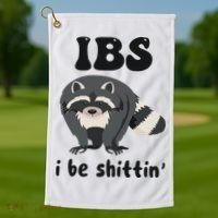 Ibs I Be Shittin Funny Joke Raccoon Golf Towel thumb 1