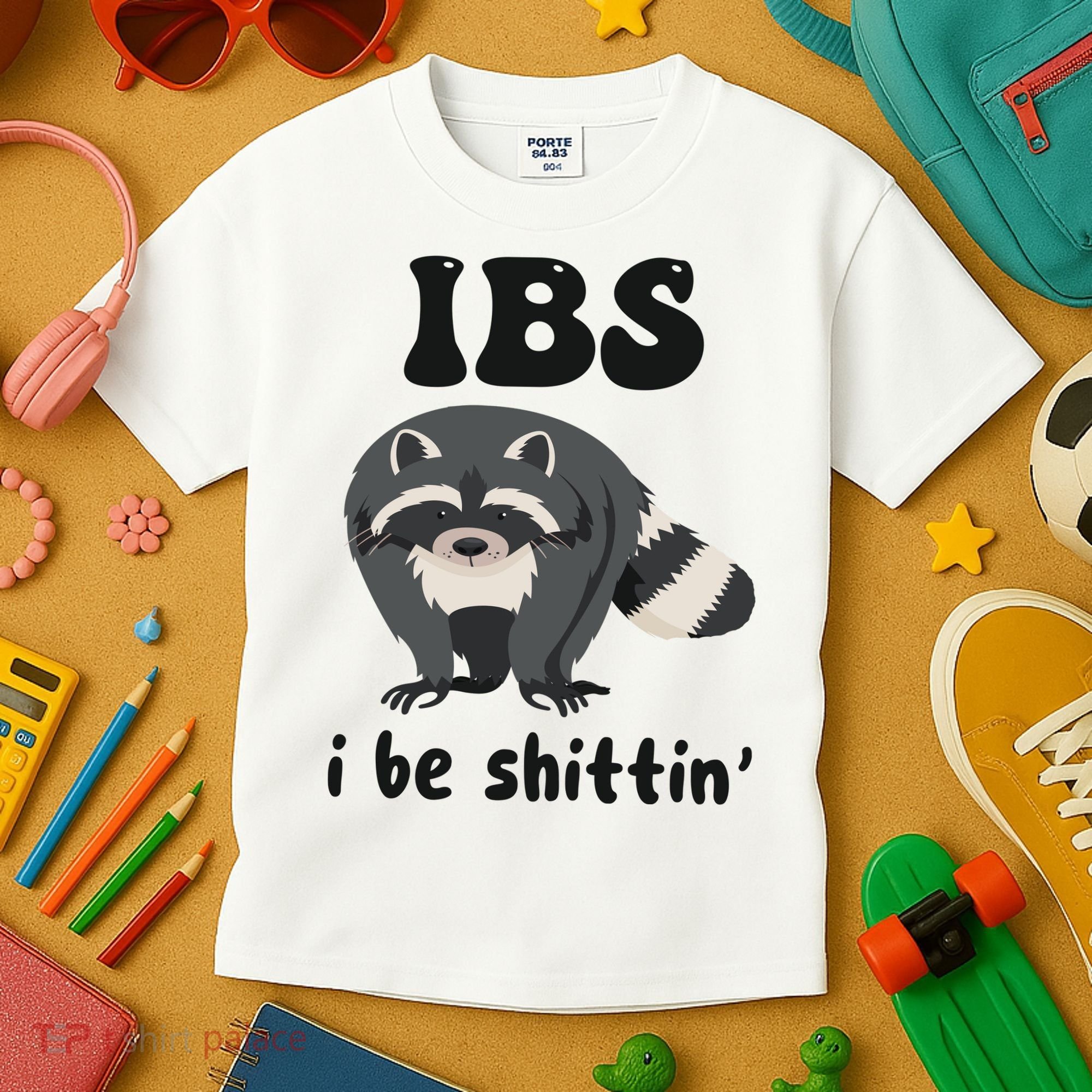Ibs I Be Shittin Funny Joke Raccoon Kids T-Shirt