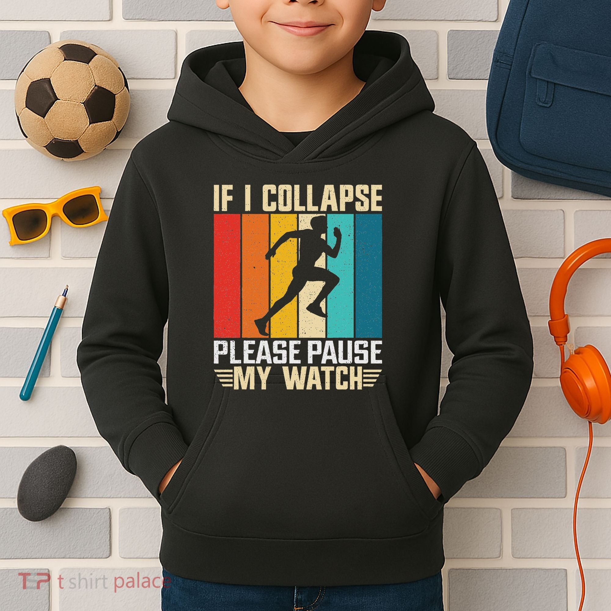 If I Collapse Please Pause My Watch Running Marathon Runner Kids Hoodie