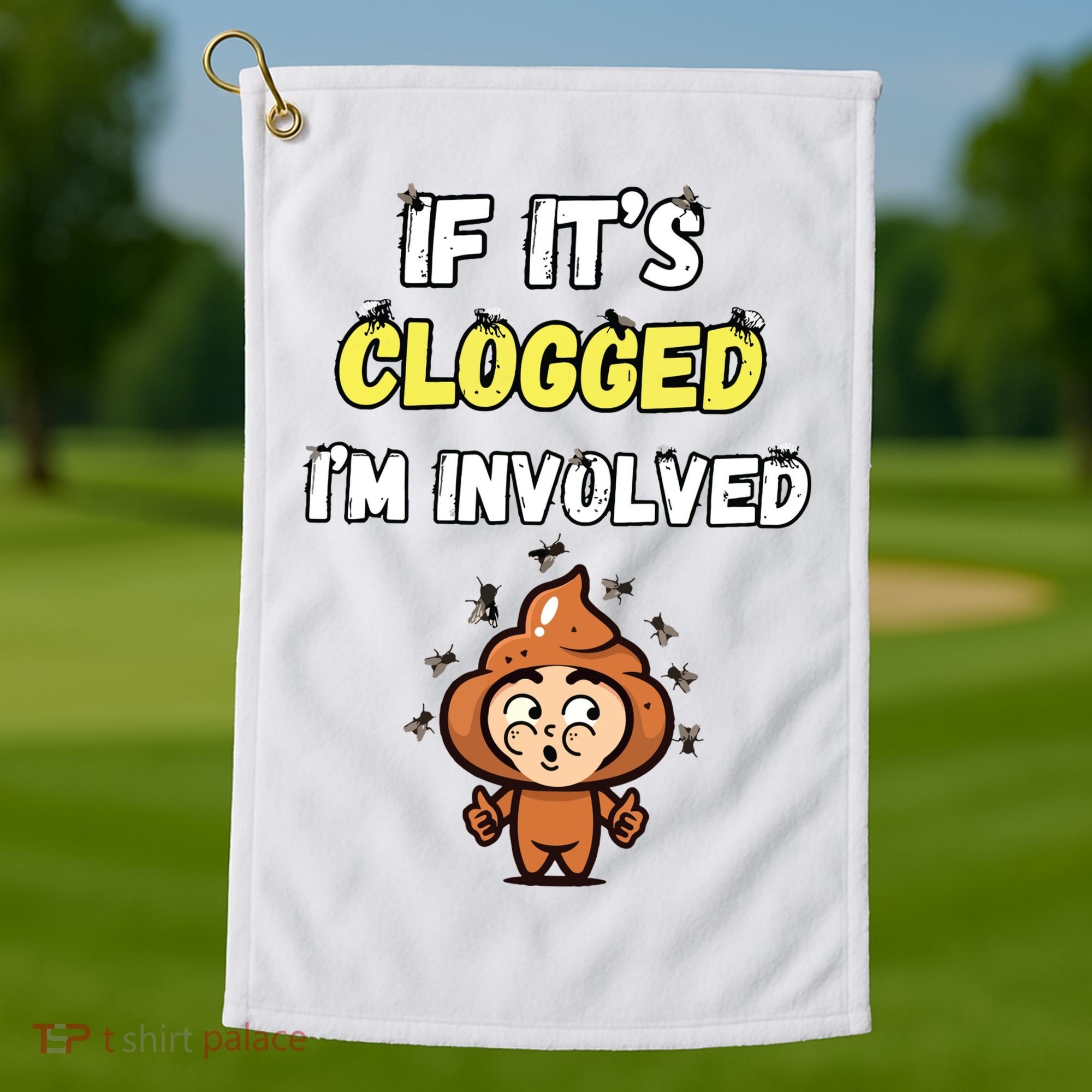 If Its Clogged Im Involved Funny Embarrassing Golf Towel