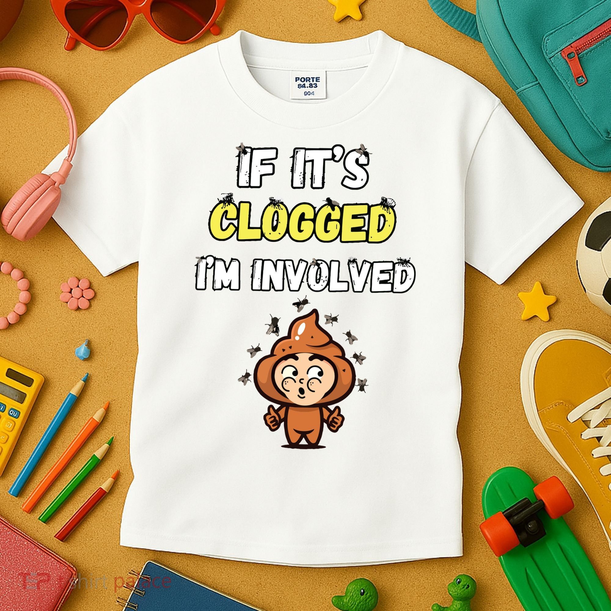 If Its Clogged Im Involved Funny Embarrassing Kids T-Shirt