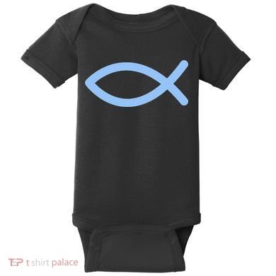 Ichthys Ichthus Christian Symbol Jesus Fish Baby Bodysuit