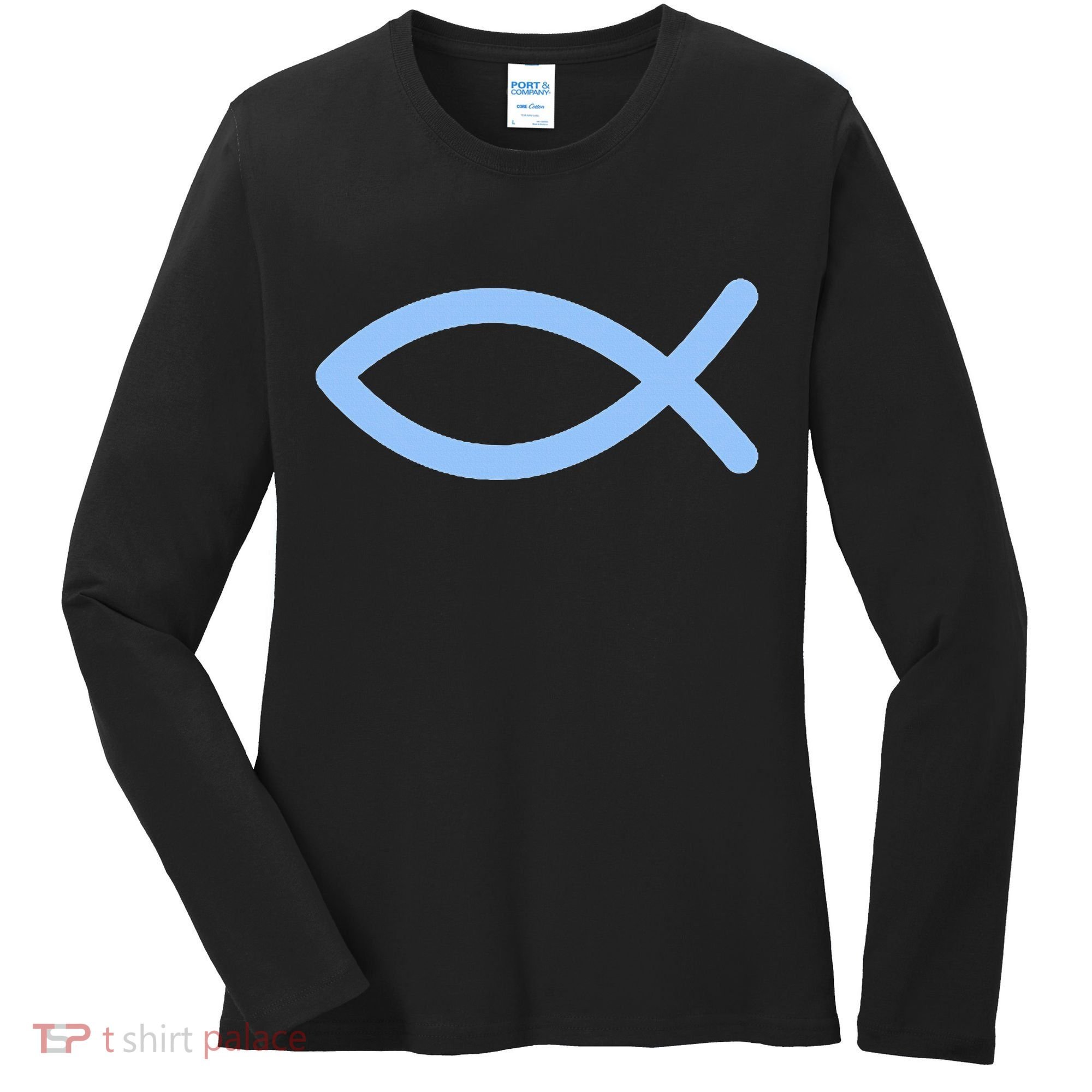 Ichthys Ichthus Christian Symbol Jesus Fish Women's Long Sleeve Shirt