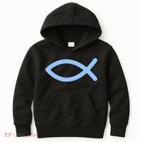 Ichthys Ichthus Christian Symbol Jesus Fish Kids Hoodie thumb 0