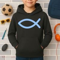 Ichthys Ichthus Christian Symbol Jesus Fish Kids Hoodie thumb 2