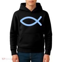 Ichthys Ichthus Christian Symbol Jesus Fish Kids Hoodie thumb 4