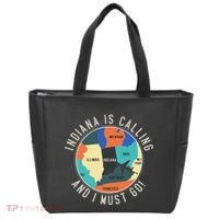Indiana Is Calling And I Must Go Indiana State Tote Bag thumb 0