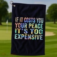 If It Costs You Your Peace It's Too Expensive Funny TieDye Golf Towel thumb 1